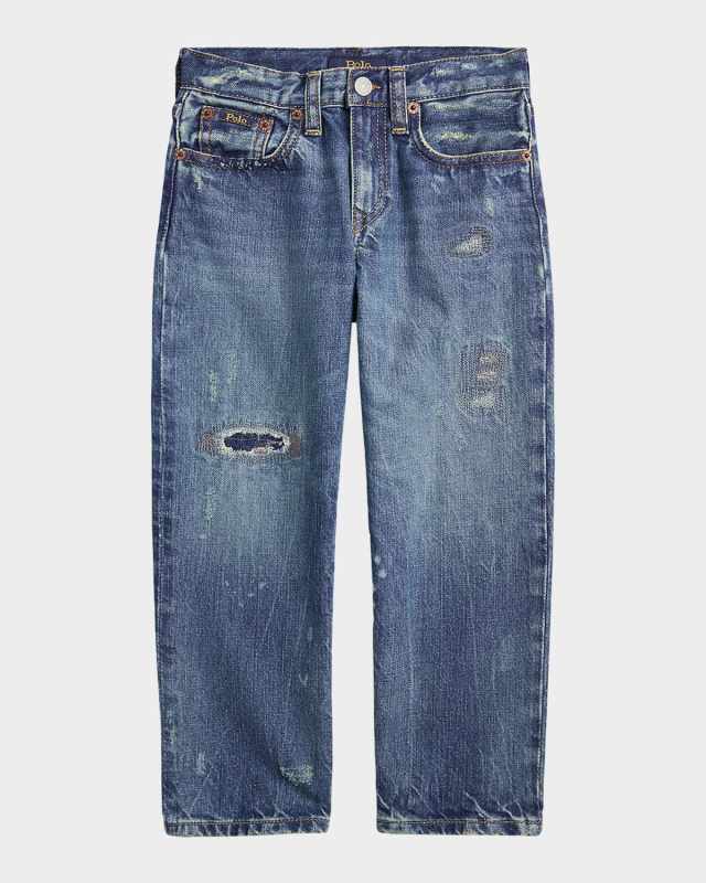 Boy's Lynwood Distressed Cotton Denim Jeans, Size 2-